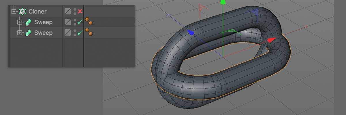 Screenshot showing cloner object in Cinema 4d